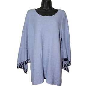 Laurie Felt Light Blue Tunic with Black Accents L